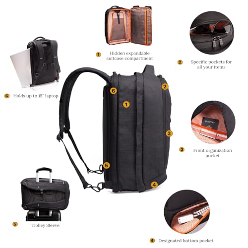 Knack Series 1 Laptop Backpack Travel Set Fits up to 15 Inch - Includes Expandable Packing Insert, and Knack's Insulated Bottle, TSA Approved, Expandable Travel Backpacks (Black, Medium) - color: Black, size: Travel Set