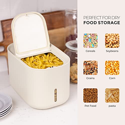 Zuutii Rice Storage Container,Food Container, Dry Food Storage,7.2lbs Pet Food Dispenser, 6.9Qt/11lbs Large Storage Bin with Lid,Silicone Ring & Moisture Proof,for Grain Cereal Soybean Corn,Begie - color: Begie