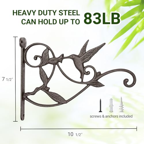 Mkono Hanging Plant Bracket Hook Iron Decorative Plant Hanger for Flower Basket Bird Feeder Wind Chime Lanterns, 1 Pack | 1 Pack, Rust-Proof, Bird Shaped Design, Easy Mount, Wall Hook for Flower Basket Wind Chimes Lantern, Indoor Garden Patio