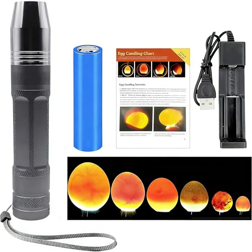 Egg Candler for Chicken Eggs, Rechargeable USB Egg Candling Light | High-Intensity Egg Candler Tester for Dark Eggs, All Chicken, Duck, and Quail - color: Dark Silver