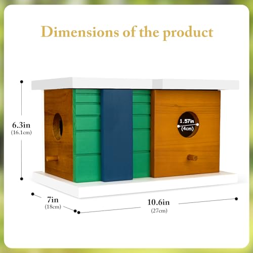 Bird House - Wooden Birdhouse with 2 Entrances - Outdoor Hanging Bird Nesting Box for Bluebirds, Finches, Cardinals - Durable Solid Wood Design, Ideal for Garden Decoration