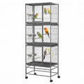 74 Inch Large Bird Cage, Large Flight Aviary with 3 Dividable Compartments for Parakeets Cockatiels Conures Finches, Heavy Duty Breeder Cage with Slide Out Trays for Multi Bird Homes, Black - color: Black