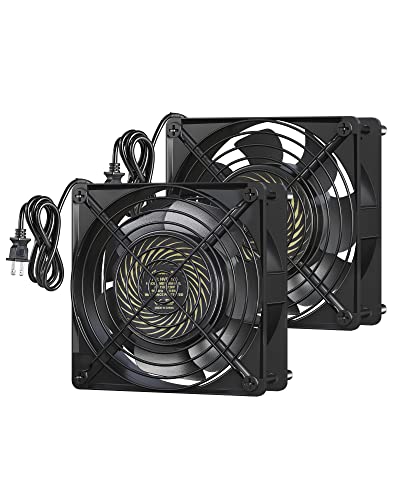 DEWENWILS 2 Pack 120V AC Fan, Waterproof Exhaust Fan 120mm, 18W 2850RPM 90CFM, DIY Cooling Fan for Refrigerator, Computer Case, Compressor Engine, Generator, UL Listed - size: 120mm×38mm, style: 2 pack