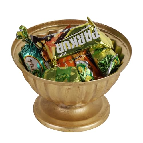 Gold Candy Jar Kitchen Canister, with Wood Bird Handle | for Countertop, Decorative Dog Treat Storage