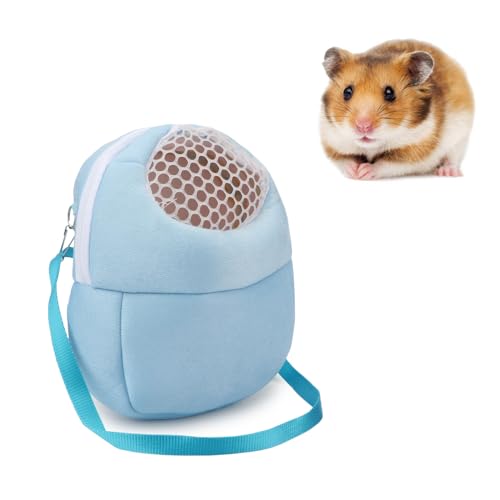 Hypeety Pet Carrier Bag Guinea Pig Breathable Portable Travel Bag, Blue | Breathable mesh pouch, hands-free sling outgoing backpack, secure zipper, for hedgehogs/hamsters/sugar gliders/chinchillas - color: Blue