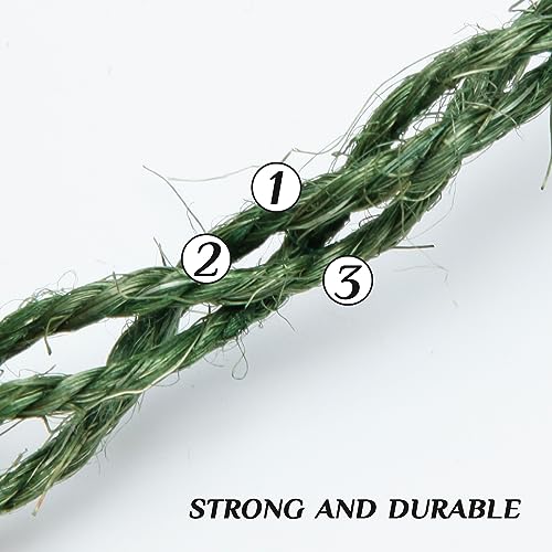 Green Sisal Rope, 1/4 Inch, 32-Feet, for Cat Scratching Post, DIY Hemp Twine, 6mm, 10m - color: Green, size: 1/4 inch by 32 feet