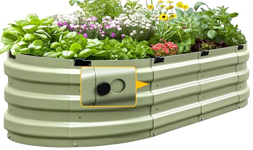 King Bird Raised Garden Bed Kit 10-Minute Assembly 47x24x12 in | Galvanized Planter Box Outdoor for Gardening, Vegetables, Flowers, Olive Green - color: Olive Green, size: 47X24X12 in