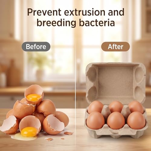 Kuyeysu 50 Pack Half Dozen Vintage Egg Cartons Blank Natural Pulp Egg Carton 6 Count Reusable Storage Tray Strong Storage Container, 5.9 x 4.1 x 2.95 Inches