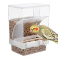 Hypeety Automatic Bird Feeder No Mess Parakeet Cage Seed Food Dispenser | Seed food container perch, anti-scatter design, auto clear acrylic food bowl, easy to hang and clean, for small/medium birds