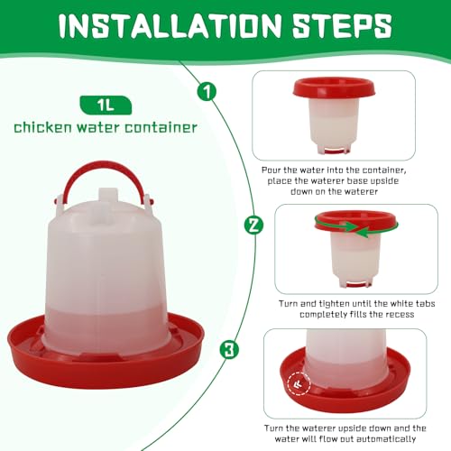 Chick Feeder and Waterer kit 1L Drinker & Feeder for Chickens Broilers,& Birds Quail Pigeon