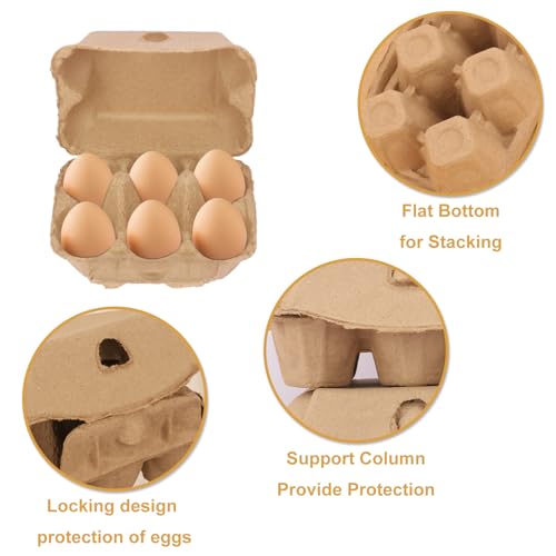 50 Pack Egg Baskets, Half Dozen Egg Cartons, Paper Egg Cartons, Egg Holder Hold 6 Eggs each for Safe Storage, Transport & Display - Ideal for Farm Fresh Eggs, Crafts, (Standard Size) - size: 50 Pack Half Dozen