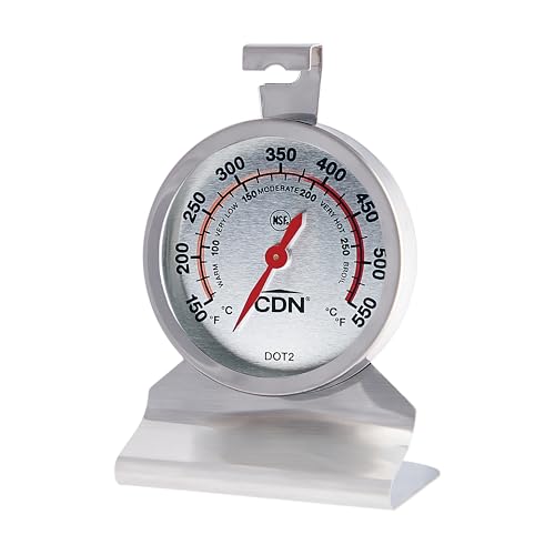 CDN Oven Thermometer ProAccurate®, Easy-to-Read 2" Dial, Stainless Steel Housing, Temperature Zones, Stand or Hang, Monitor Oven Temperatures, NSF Certified - DOT2 - style: ProAccurate Oven Thermometer