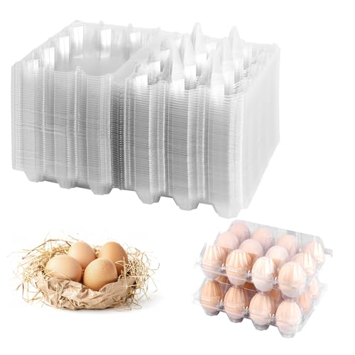 50 Pack 12 Count Plastic Egg Cartons - Bulk Cheap Clear Reusable Egg Containers for Chicken Eggs, Dozen Egg Storage Solutions. (50) - size: 3x4，50Pack