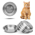 6 Pcs Stainless Steel Cat Bowls, Metal Shallow Cat Bowls Whisker Friendly | 5.5Inch Shallow Wide Cat Food Dishes, Replacement Basic Cat Plates
