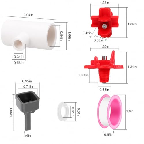 EEEKit Chicken Nipple Waterer Kit: 12 Pack Horizontal Automatic Poultry Side Mount Drinker 1/2 Inch PVC Tee Fittings DIY Chicken Duck Quail Watering System