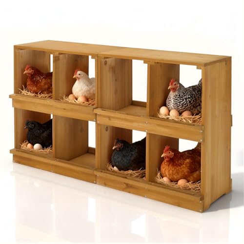 Outvita Nesting Boxes for Chickens 8 Compartments, Wood Chicken Nesting Box Wall Mount, Versatile Use Nest Box for Chicken Coop, Easy to Assemble for Chickens, Hens, Ducks - color: 8 Compartments