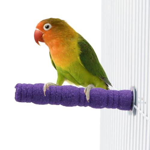 Litewoo Pet Bird Perch Parrot Rough-surfaced Stand Toy Branch Nature Wood Quartz Sand Branches Nail Perch for Small Medium Birds Cockatiel Parakeet Conure Cage Accessories (Purple, 4.3in) - color: Purple, 4.3in