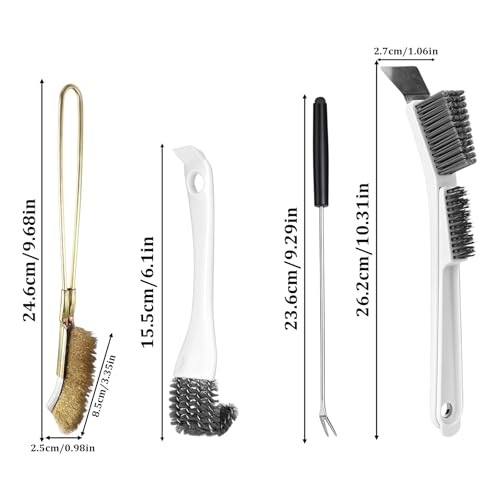4Pcs Bird Cage Cleaner Brush Kit,Birdcage Cleaning Brush with Long Handle,Bird Cage Accessories Stainless Steel Poop Remover Fork Cleaner for Small Animal Cages - color: set B