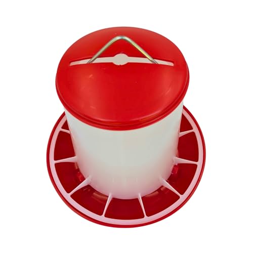 Large Chicken Feeder 5-Pound Capacity for All Poultry | Durable Feeding Container with Carrying Handle for Chickens, Ducks, Turkeys, Quail, Baby Chicks, Turkeys and More - size: 5 Pounds
