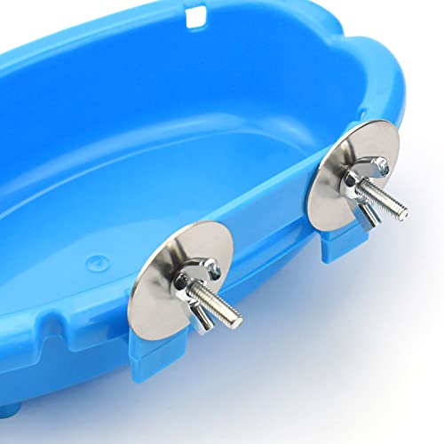 Mygeromon Bird Bath for Cage Parakeet Bathtub Budgie Shower Tub Indoor | Small Parrot Accessories, Hanging, Blue