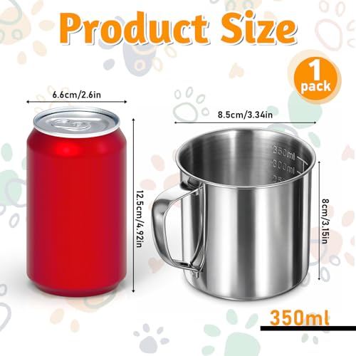 Dog Food Scoop 1.5 Cup, 304 Stainless Steel Dog Food Measuring Cup with Handle Durable Dog-Cat Pet Food Scoop Cup 1 1/2 Cups Measuring Scoops for Dogs, Cats, Birds, Rabbits for Dry Food and Treats