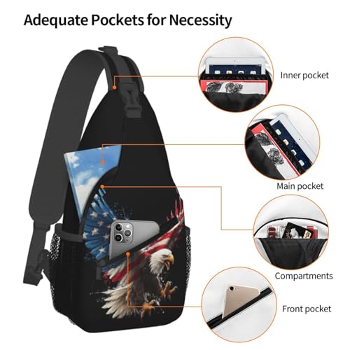 Eagle Sling Bag for Women, Crossbody Bag American Flag Bald Eagle Sling Backpack for Men, Casual Shoulder Bags Lightweight Gym Outdoor Sports Travel Hiking Fishing Daypack - color: Eagle