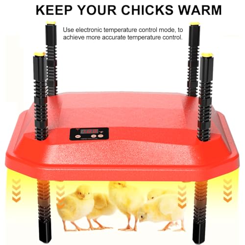 Chick Brooder Heating Plate, Brooder Heater for Chicks, Adjustable Temperature Height Adjustable Brooding Heater, Brooder Heat Plate Warmer for Baby Chick Duckling (Red) - color: Red