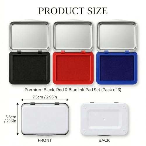3PCS Ink Pads for Farm Fresh Egg Date Stamping(Black, Blue & Red) | 2.95 x 2.16in Premium Fade-Resistant Quick-Drying Ink Pads for Farm Marking & Food Labeling - size: 3PCS