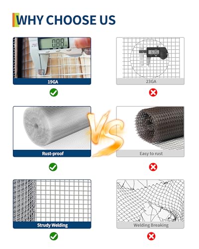 1/2 in 36 in x 100 ft Hardware Cloth, 19GA Chicken Wire Fencing,Galvanized Welded Wire Mesh Roll for Poultry Netting Cage, Chicken Coop