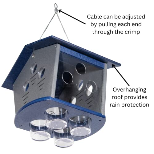 Ultimate Enclosed Bluebird Feeder - Keeps Starlings and Bully Birds Out - Holds 2 Cups Dried Mealworms