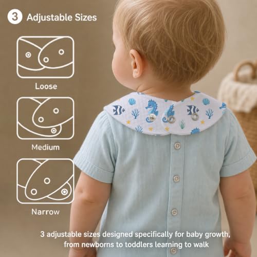 Baby Organic Cotton Teething Cloth Newborn Baby Burp Cloth Bandana Drool Cloth for Drooling Cotton Baby Gifts - color: Ocean Animal