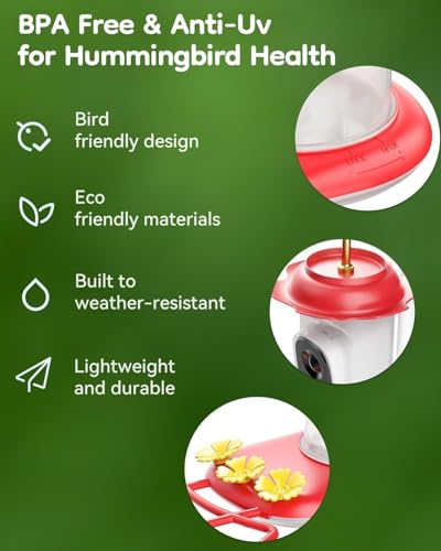 Solar Hummingbird Feeder with Camera, 2K Live View AI Identify Camera | 2K live view camera, Smart AI species identification, Ant guard & moat, Bee proof design, 3 feeding ports, Bird lover gift