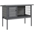 PawHut Rabbit Hutch Elevated Bunny Cage Small Animal Habitat with Metal Frame, No Leak Tray, Metal Wire Pan and Openable Water-Resistant Asphalt Roof for Indoor/Outdoor Gray | Small Animal Habitat, No Leak Tray, Metal Wire Pan, Openable Water-Resistant As