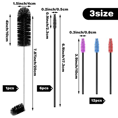 Hummingbird Feeder Cleaning Brush 19 Pieces 3 Size Mini Nylon Double Headed 2 in 1 Hummingbird Brush Hard to Reach Places Tiny Cleaning Kit(Black) - color: Black