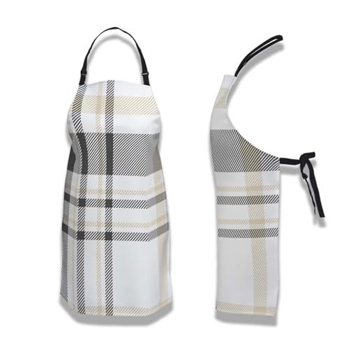 Makeup Apron for Women Plaid Texture Funny Aprons for Men for Kitchen Cooking Restaurant BBQ Painting Crafting Gardening 27” (W) x 31” (H), Waterproof Apron - color: Plaid Texture