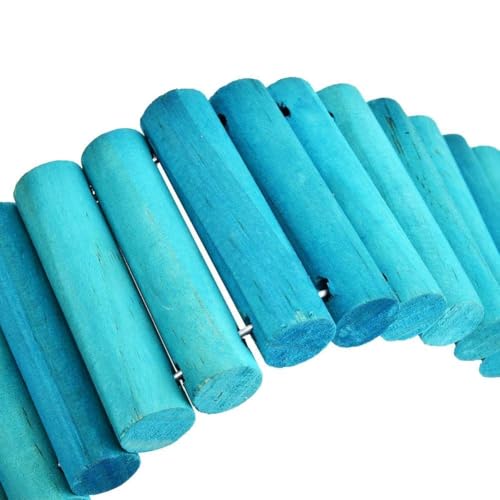 6x50cm Wooden Climbing Ladder, Bendable Metal Core | Shape into arches or bridges for cages, hang with hooks for instant setup, chewable wood dulls teeth naturally, reduces bored