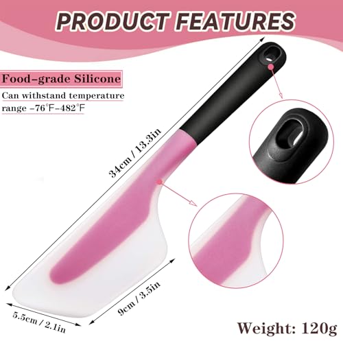 Silicone Omelette Spatula Turner, Flexible Egg Flip Tool for Non-stick Pans | 13Inch Flip Fold Omelet Turner Heat Resistant omelette flipper for Kitchen Omelet Pancake Crepes, Pink - color: Pink