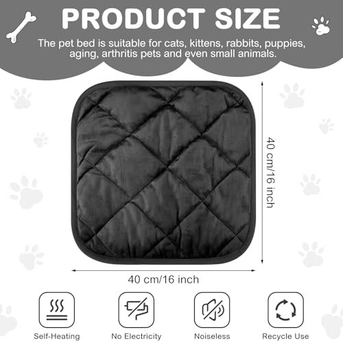 4 Pack Self Heating Cat Pad Self Warming Dog Mat Reflects Body Heat Extra Warm Thermal Pet Pad Washable Dog Cat Bed Crate Bed Mat Blanket(16 x 16 Inch,Black) - color: Black, size: 16 x 16 Inch