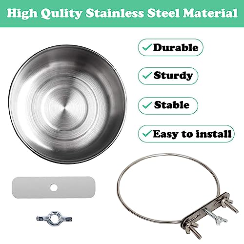 Love Dream Dog Crate Bowl Removable Stainless Steel Pet Kennel Hanging Bowl | Durable Anti-Spill Pet Metal Bowl Hanging Water Food Bowls with Clamp Holder for Small Medium & Large Dogs Rabbits or Birds - color: 4.7“*1.9”