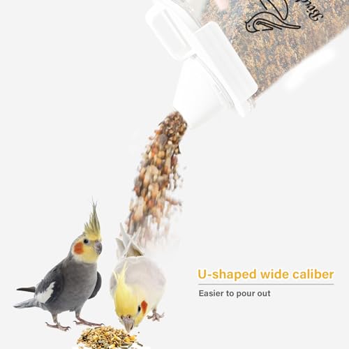 Bird Seed Storage Container Portable,2.5L/3 Qt Airtight Pet Food Container with Measuring Cup,Bird Food Container for Wild Bird Sunflower Seed-BPA Free Transparent - color: Bird
