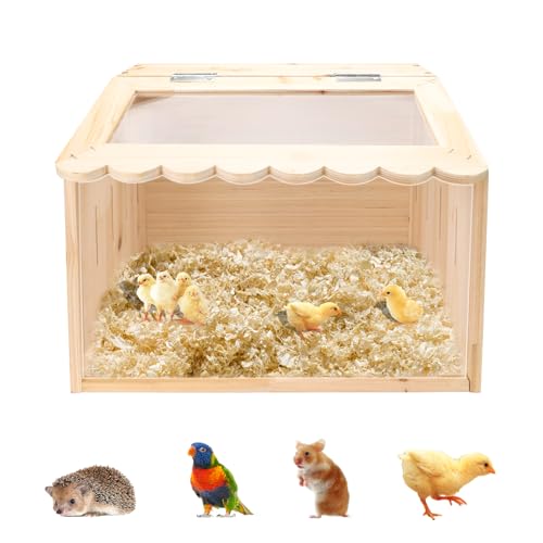 Chicken Brooder Box,Large Size, 15.74"x11.81"x 11.81", Wooden Brooder Box for Chicks, Animal Playpen with Top for Chickens for Chicks, Hamsters, Turtles, Reptiles