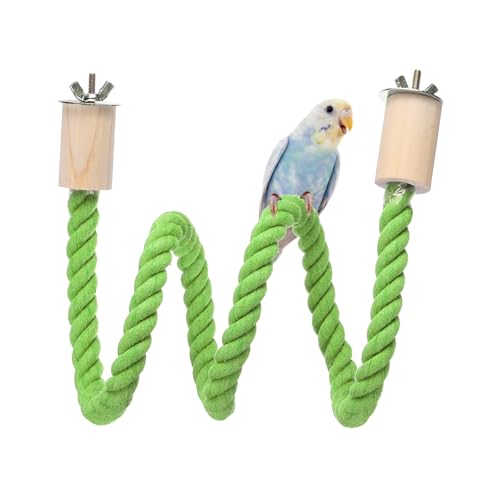 Bird Rope Perch Swing, Stand Rope Perch Standing Pole Accessory Climbing Swing Paw Grinding 32 Inch, (Light Green) Intended for Parrot/Parakeet/Budgies/Cockatiels/Lovebirds - color: Light Green, size: 32 Inch