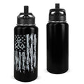 Fishing Water Bottle with Straws Fish Insulated Water Bottle Gifts for Men Dad Papa Husband Fisherman Fathers Day,Anniversary,Christmas,Birthday Travel Thermal Double Walled Vacuum Cup-32 oz - color: black fish hook