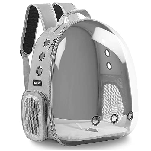 Cat Backpack Carrier, Pet Backpack, Breathable Cat Dog Space Capsule Backpack, Airline-Approved for Small Cats Dogs Birds Bunny Travel Hiking - color: GREY