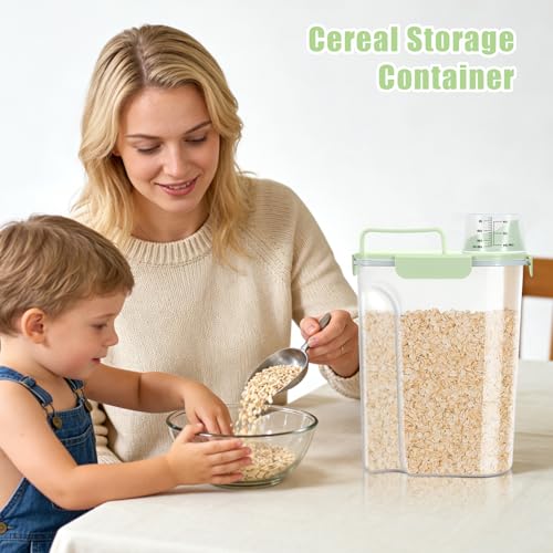 5 Lbs Pet Dog Food Storage Container for Travel Bird Seed Dispenser - Green | Portable Cat Food Containers with Collapsible Bowl 10 Lbs Rice Bin Airtight Cereal Oatmeal Flour Holder with Large Pour Spout - color: Pale Green-5L