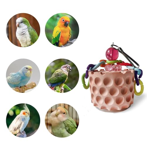 Bird Chewing Toys Bird Beak Grinding Stone Calcium Parakeet Treats for Budgies Cockatiels Conures Quaker Senegal Parrot (Orange) - color: Orange