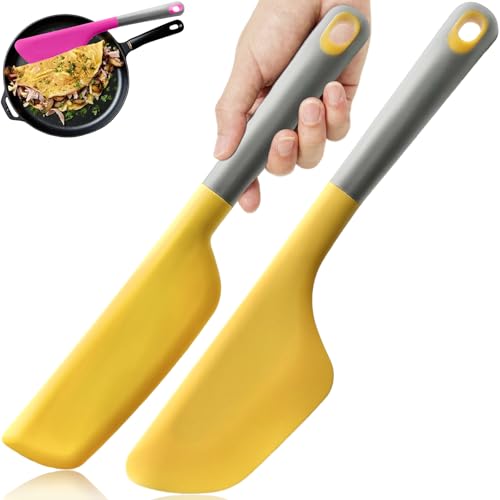 Silicone Omelette Spatula Turner, Flip Fold Omelet Turner, 13Inch | Flexible Egg Flip Tool for Non-stick Pans, Heat Resistant omelette flipper for Kitchen Omelet Pancake Crepes,Yellow - color: Yellow