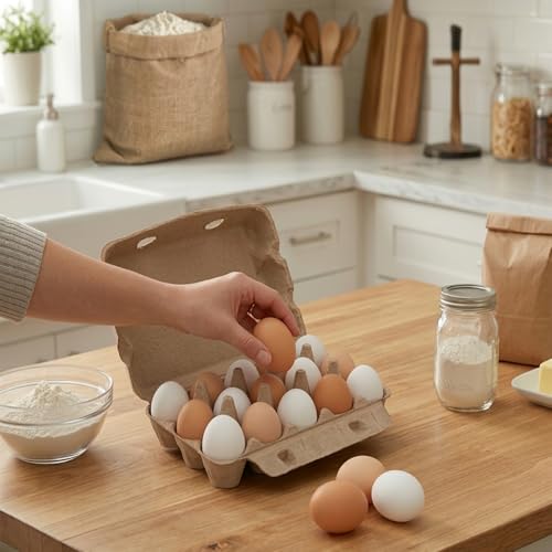 20 Pack Egg Cartons, 3x5 Style Reusable Egg Cartons Cheap Bulk | Natural Paper Pulp Egg Cartons Bulk, Sturdy Egg Holder for Fridge, Egg Carton for Fresh Chicken Eggs