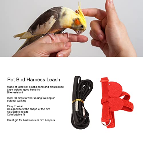 Pet Bird Harness Leash, Lightweight Bird Flying Harness Anti Bite Bird Harness Leash for Parrots Pigeons Lovebird Red - size: M