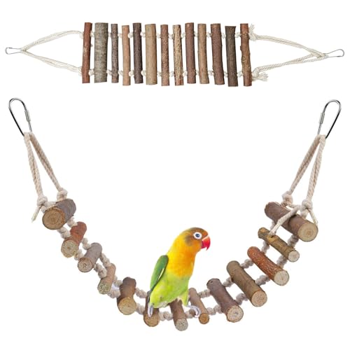 BNOSDM Wooden Bird Rope Ladders 2 Pcs Birds Ladder Bridge Toy Parrot Cage Ladder Parakeet Swing Suit for Budgie, Lovebird, Conure, Cockatoo, Finch